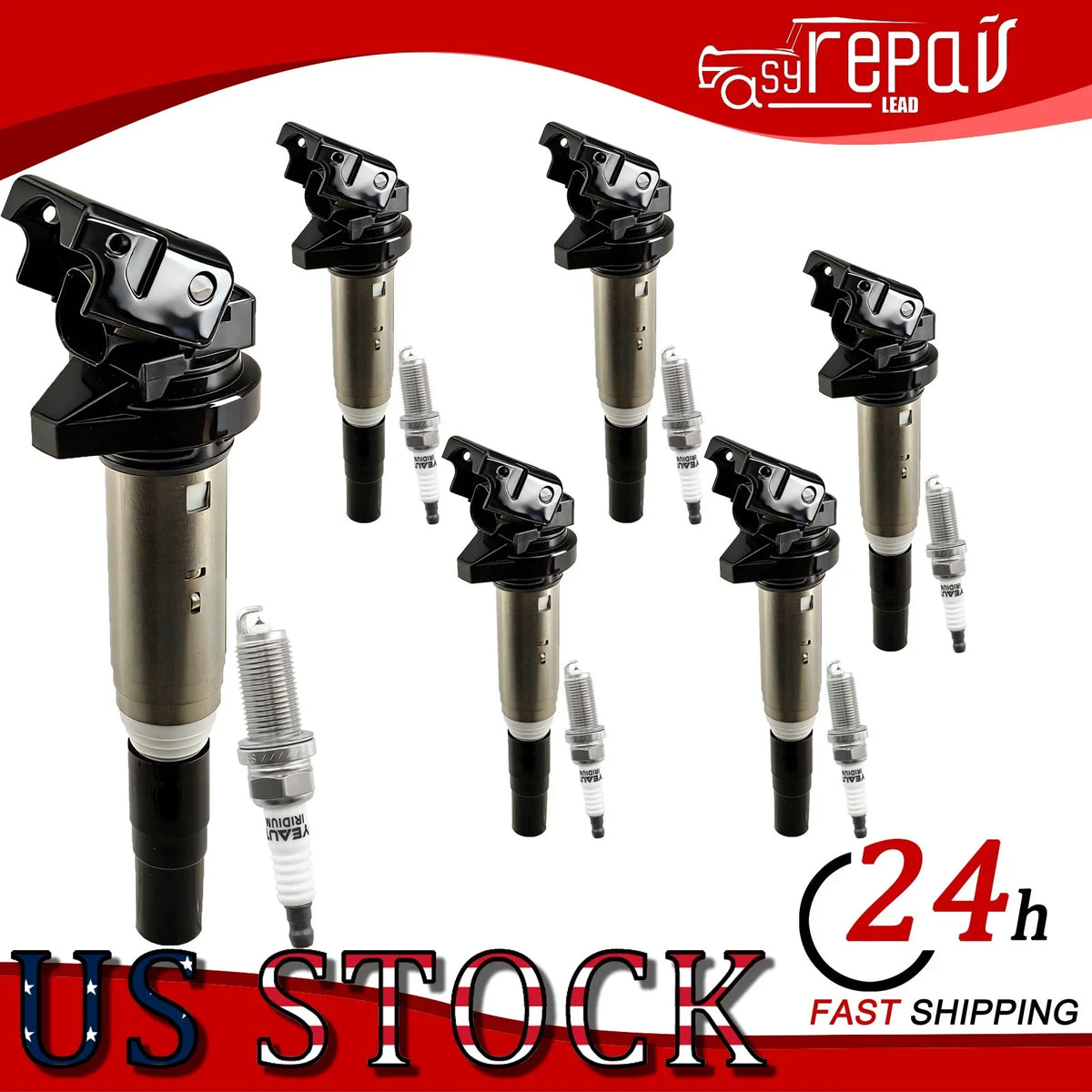 6 Ignition Coils with Spark Plugs for BMW X3 X5 528xi 2006-2010