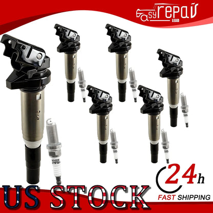 6 Ignition Coils with Spark Plugs for BMW X3 X5 528xi 2006-2010