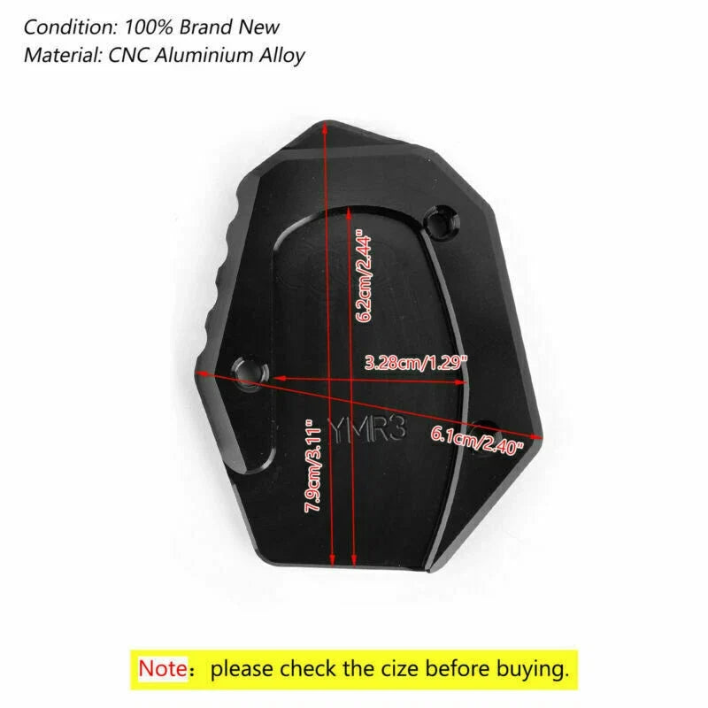 Side Stand Kickstand Enlarger Plate for Yamaha YZF R25 R3 MT-25 MT03 (2014–2019) Black