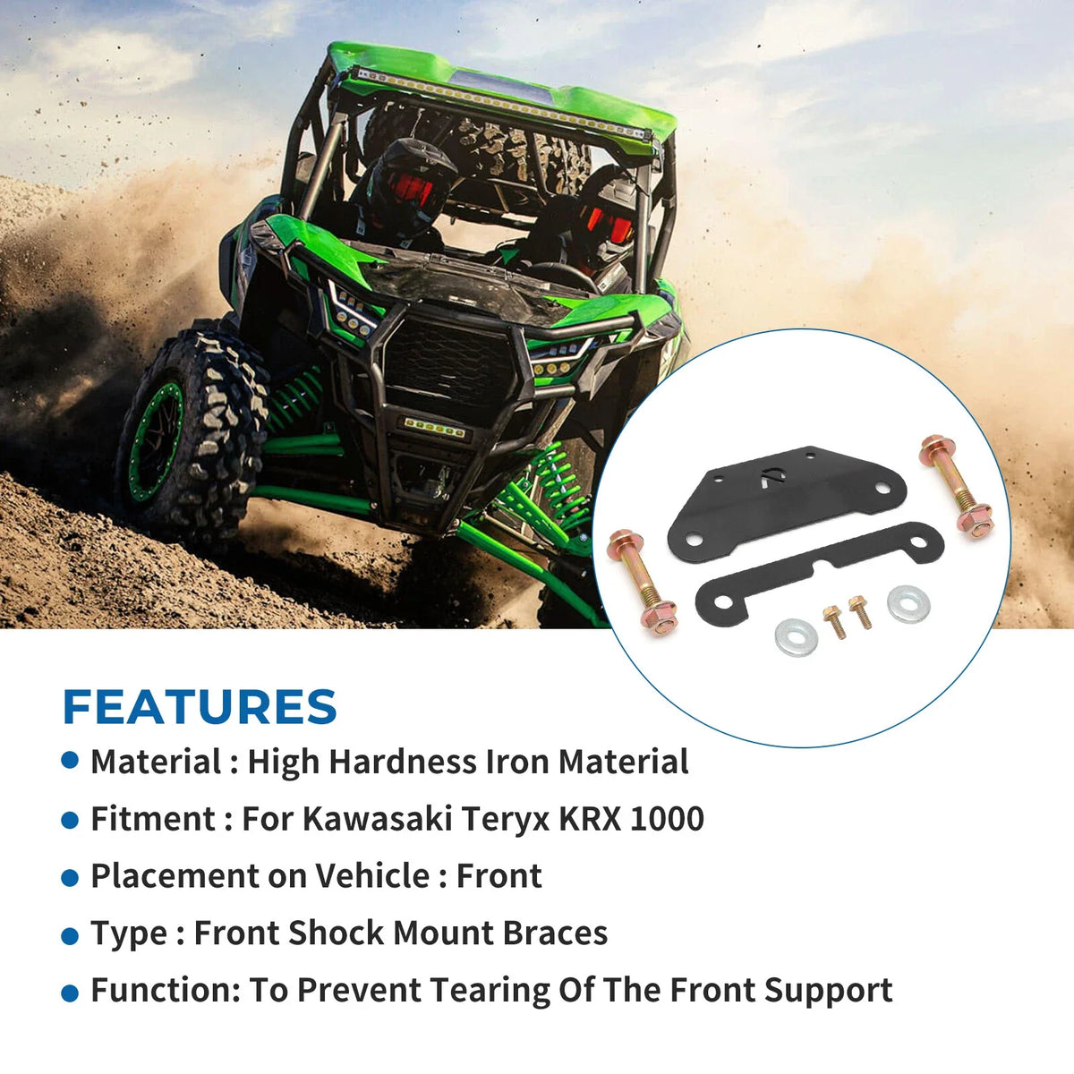 Front Mount Braces Plate for Shock on Kawasaki KRX 1000 (2019–2023)