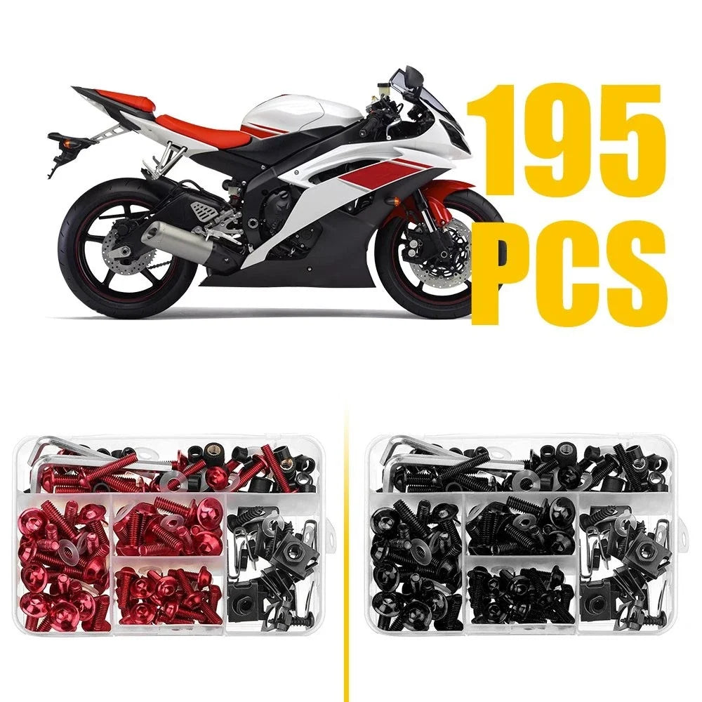 Black/Red Universal Bolts for Motorcycle Fairing Fasteners