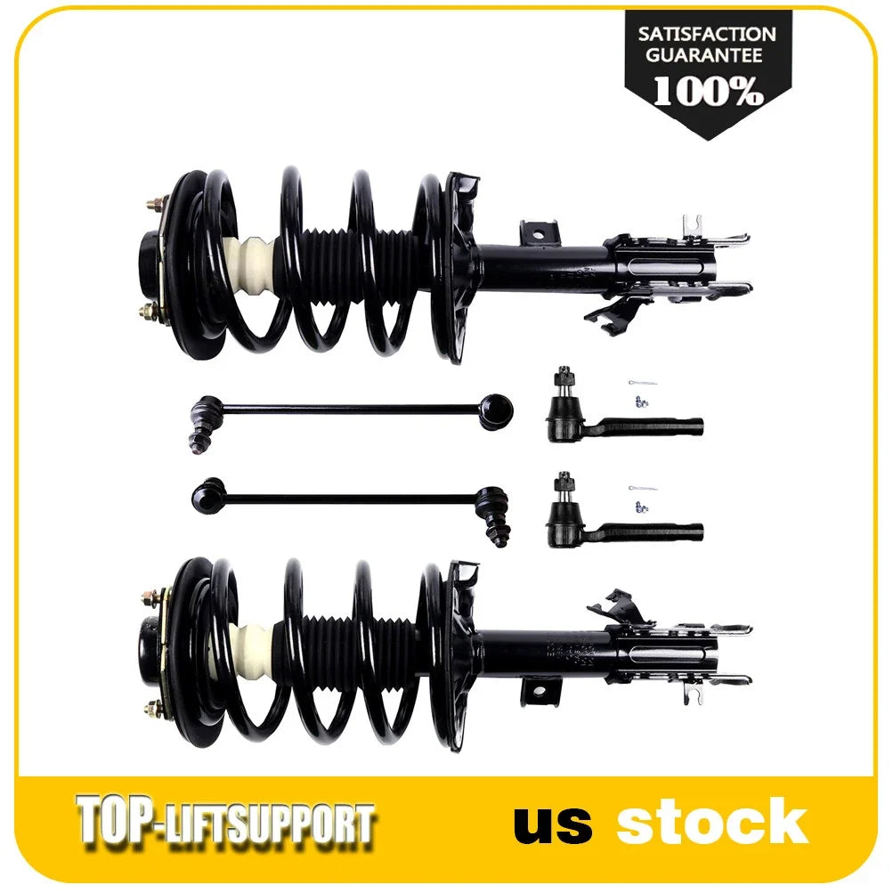 Set of 6 Front Complete Struts and Outer Tie Rods for Nissan Quest (2004–2009)
