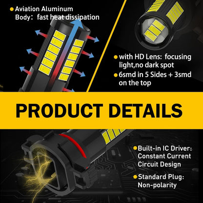6500K AUXITO H16 LED Fog Light Bulb for Toyota N70 Hilux