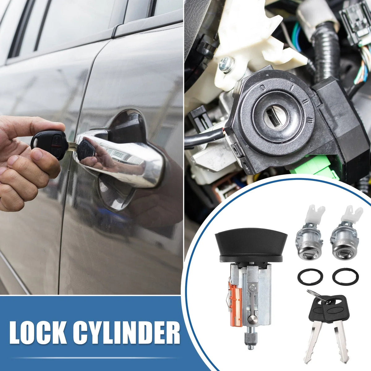 Door Cylinder Ignition Switch Lock Cylinder with Key for Ford F-150 