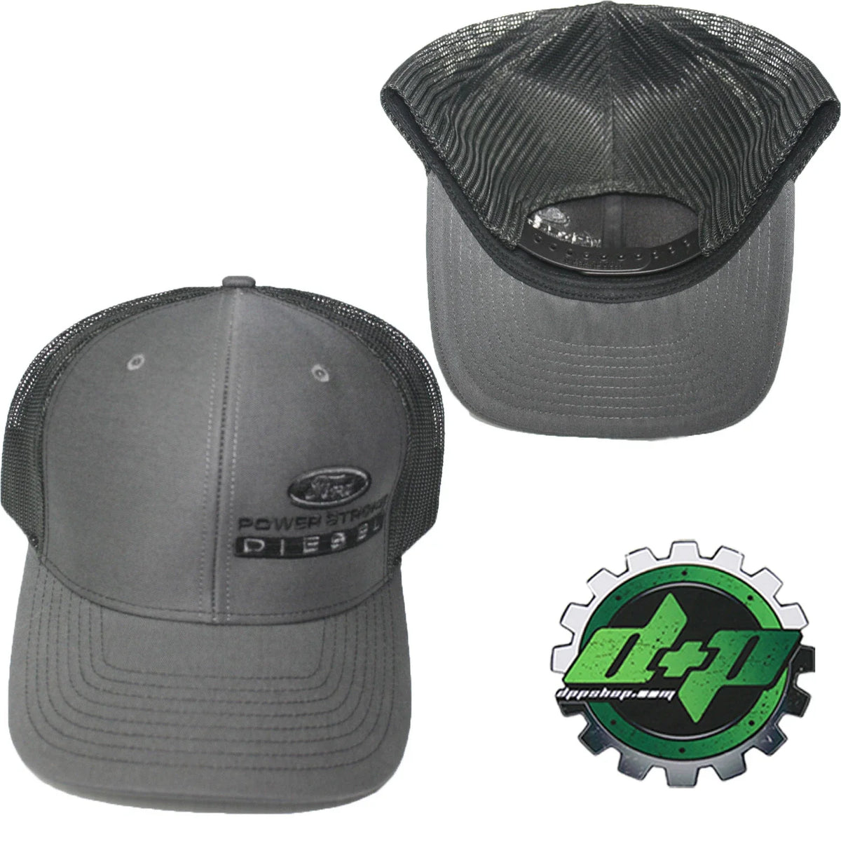 Ford Powerstroke Hat Charcoal Gray Black Mesh Snapback