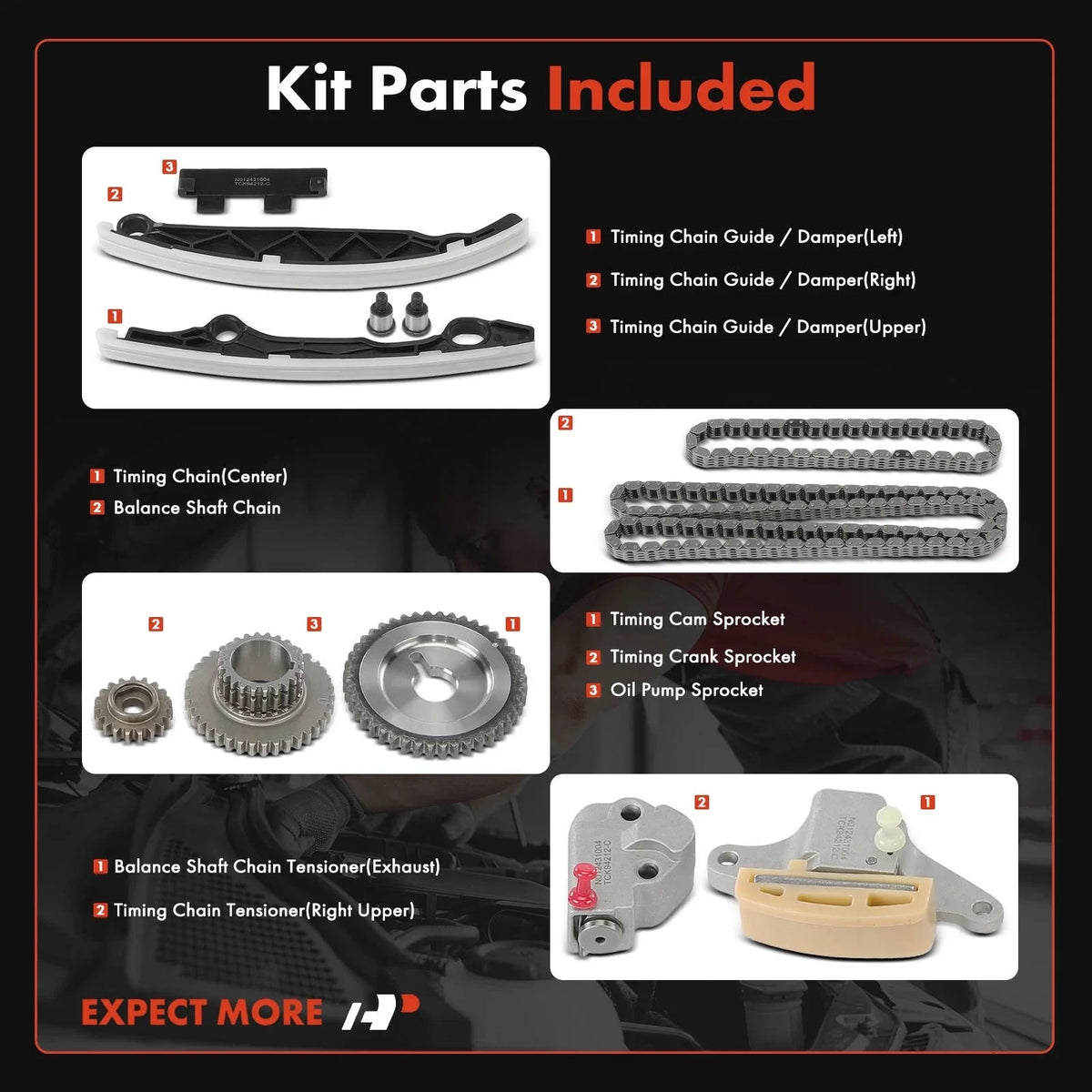 Timing Chain Kit - 10 Piece Set for 2010-2013 Nissan Altima Rogue