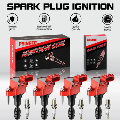 Set of 4 Ignition Coils and Spark Plugs for GMC 2.4L UF491