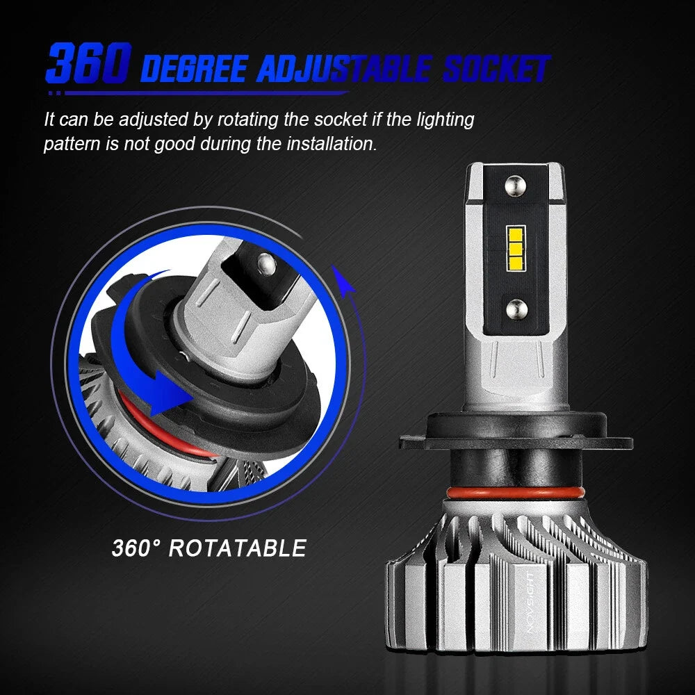 NOVSIGHT H7 LED Headlight Bulbs (2X) - 200% Bright, 20000LM, 6500K