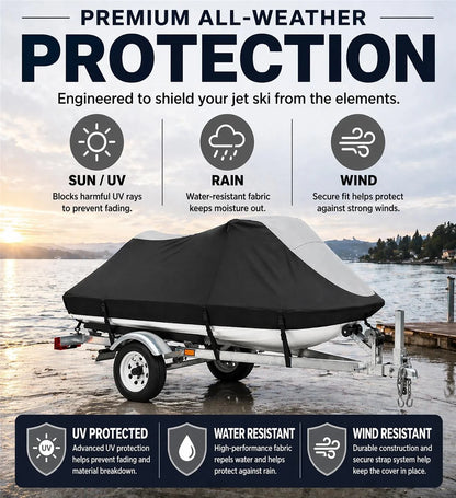 Jet Ski Cover in Grey and Black for Sea Doo GTI LE (2002–2004)