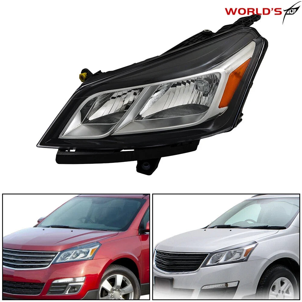 Halogen Headlight for Chevrolet Traverse (2013–2017) Driver Side Black Chrome