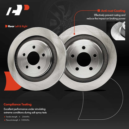 Rear Brake Pads and Disc Rotors Set for Ford Mustang (2015–2021)