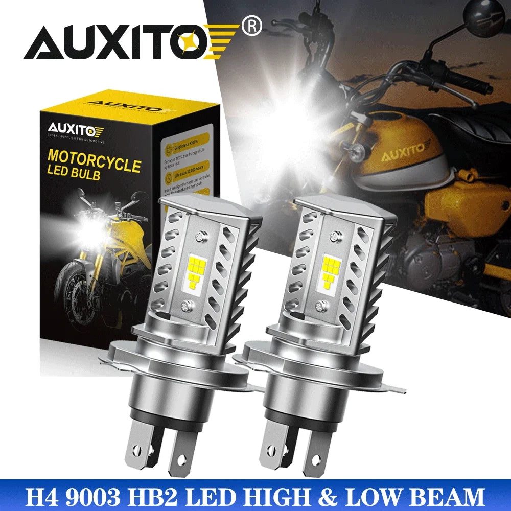 Motorcycle 2PC LED Bulbs H4 9003 HB2 - High/Low Beam