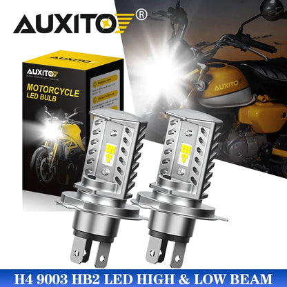 Motorcycle 2PC LED Bulbs H4 9003 HB2 - High/Low Beam