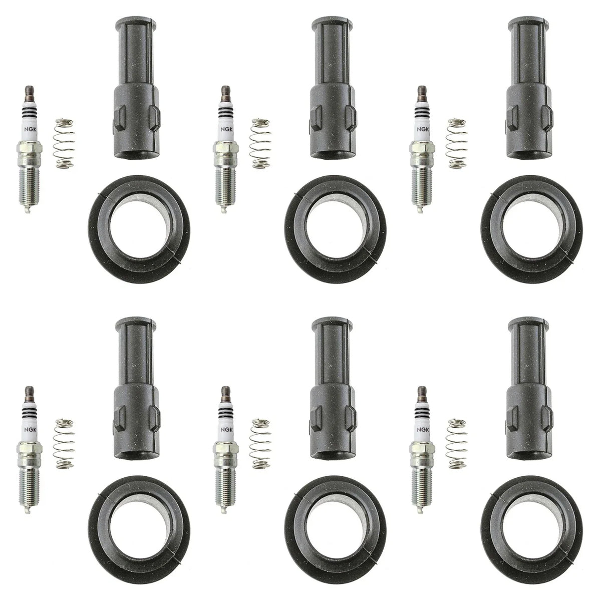 Set of 6 NGK Iridium IX Spark Plugs & Denso Coil Boot Kit for CTS SRX STS Rendezvous (V6)
