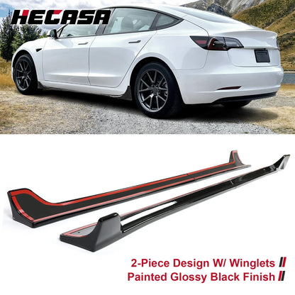 Glossy Black Side Skirts for Tesla Model 3 (2017–2023) Extension