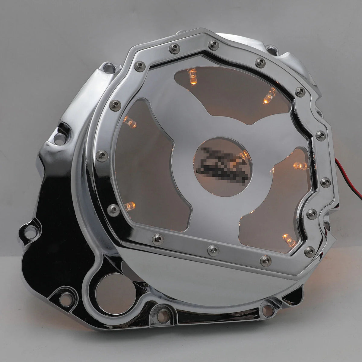 Yellow LED Chrome Engine Clutch Cover for Suzuki GSXR 600 750 1000 (2001–2005)