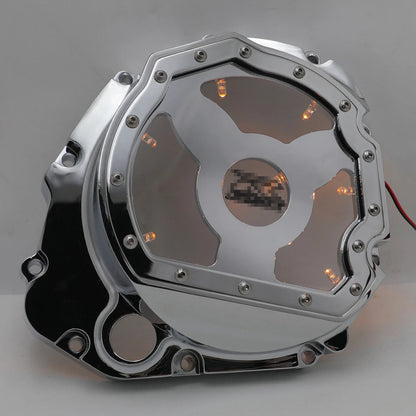 Yellow LED Chrome Engine Clutch Cover for Suzuki GSXR 600 750 1000 (2001–2005)