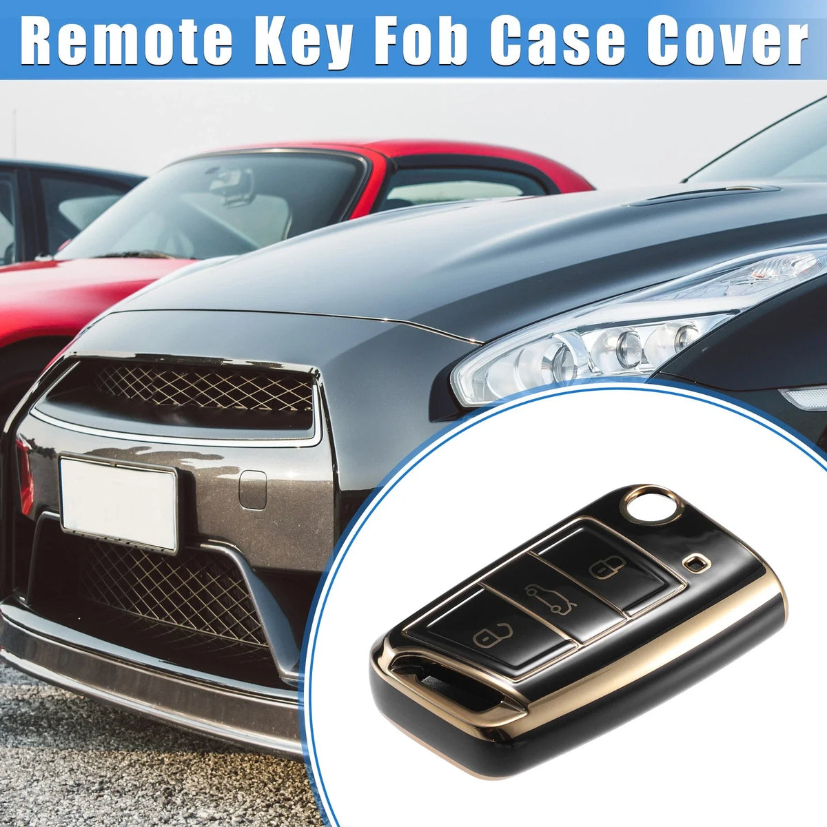 3X Remote Key Fob Case Cover for Volkswagen Golf 7 (2013–2020) TPU Black