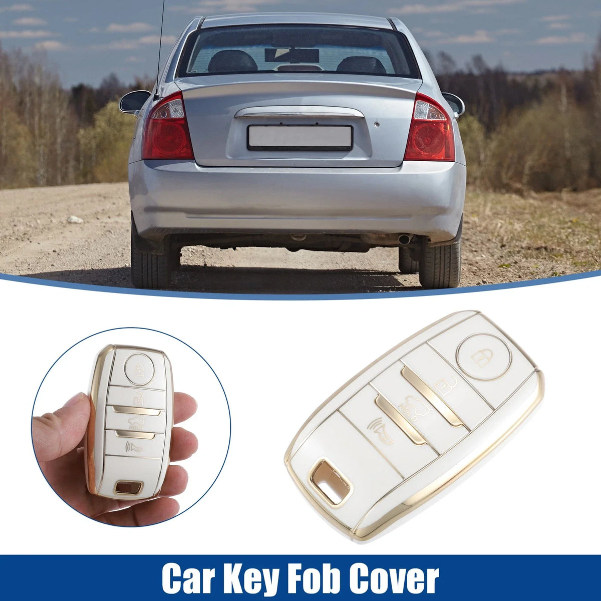 TPU Key Fob Case Cover for Kia Forte (2010–2019) - 4 Button, White