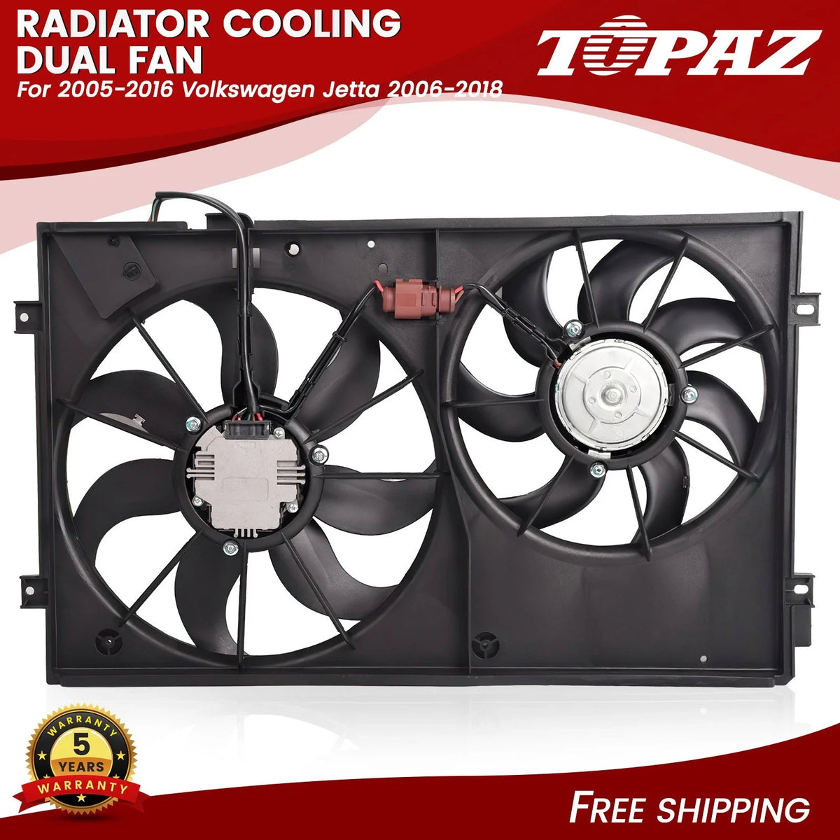 Front Radiator Cooling Fan Assembly for Volkswagen Beetle Jetta Rabbit