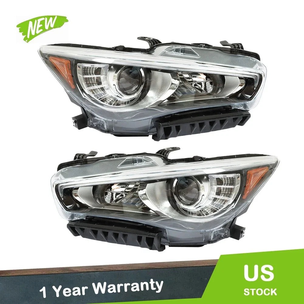 Set of 2 Chrome LED Headlights for Infiniti Q50 (2014–2017)