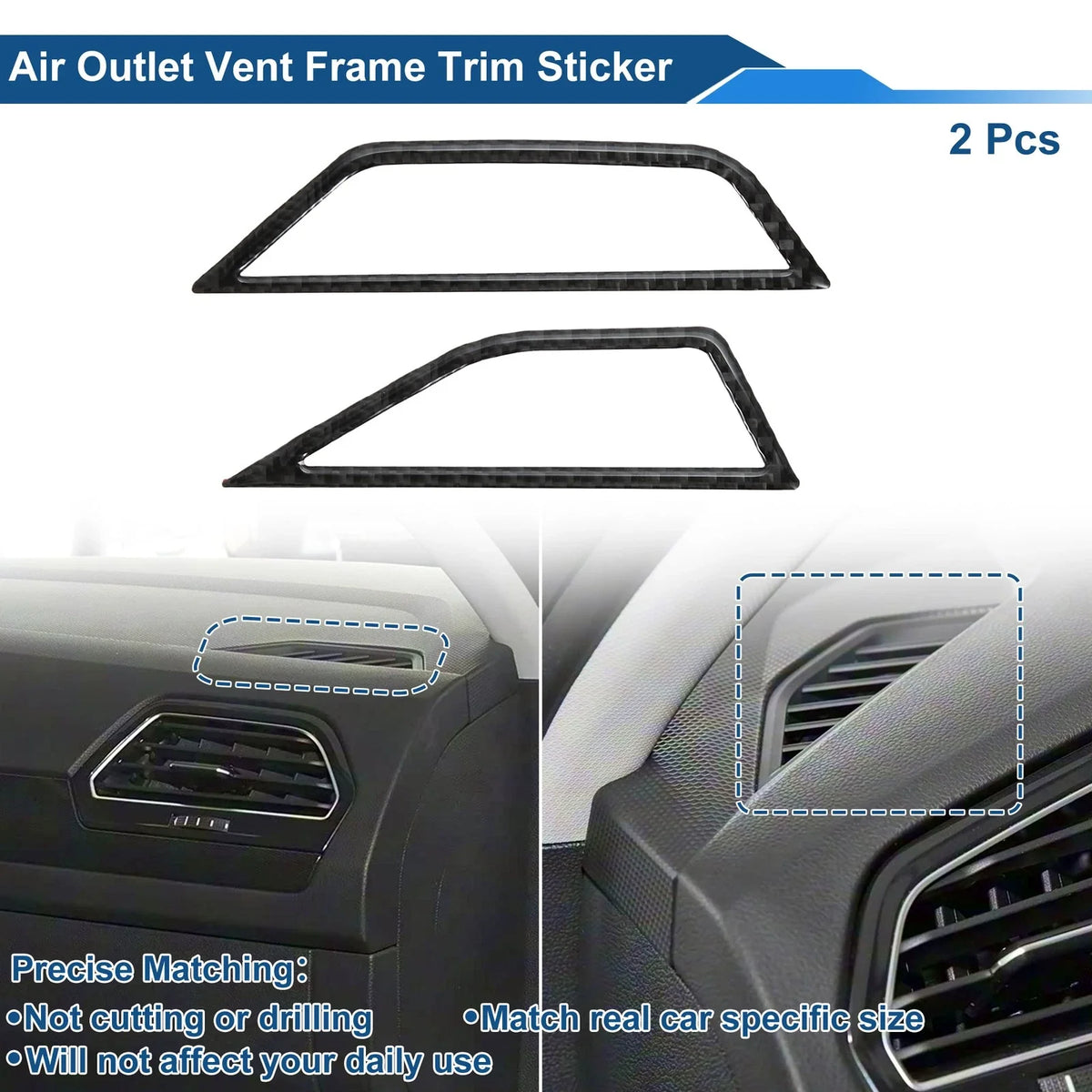 2X Air Condition Outlet Vent Trim Cover Frame for Volkswagen Tiguan (2018–2021)