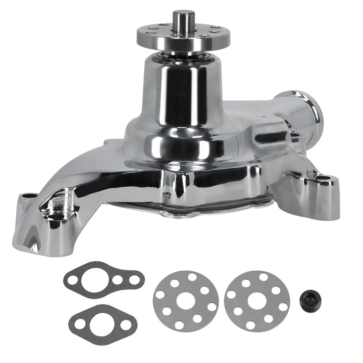Chrome High Volume Short Water Pump for Small Block Chevy SBC (283–400)