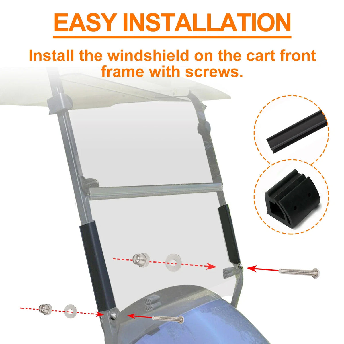 Folding Tinted Windshield for Club Car Precedent (2004–Present)