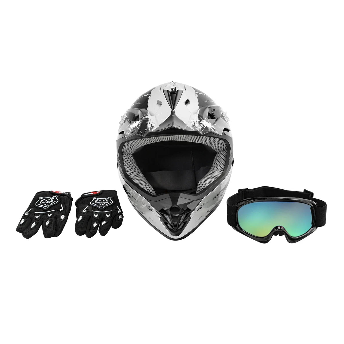 DOT Youth Helmet for Kids Motocross ATV UTV MX Off-Road (Goggles + Gloves)