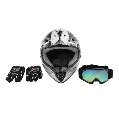 DOT Youth Helmet for Kids Motocross ATV UTV MX Off-Road (Goggles + Gloves)