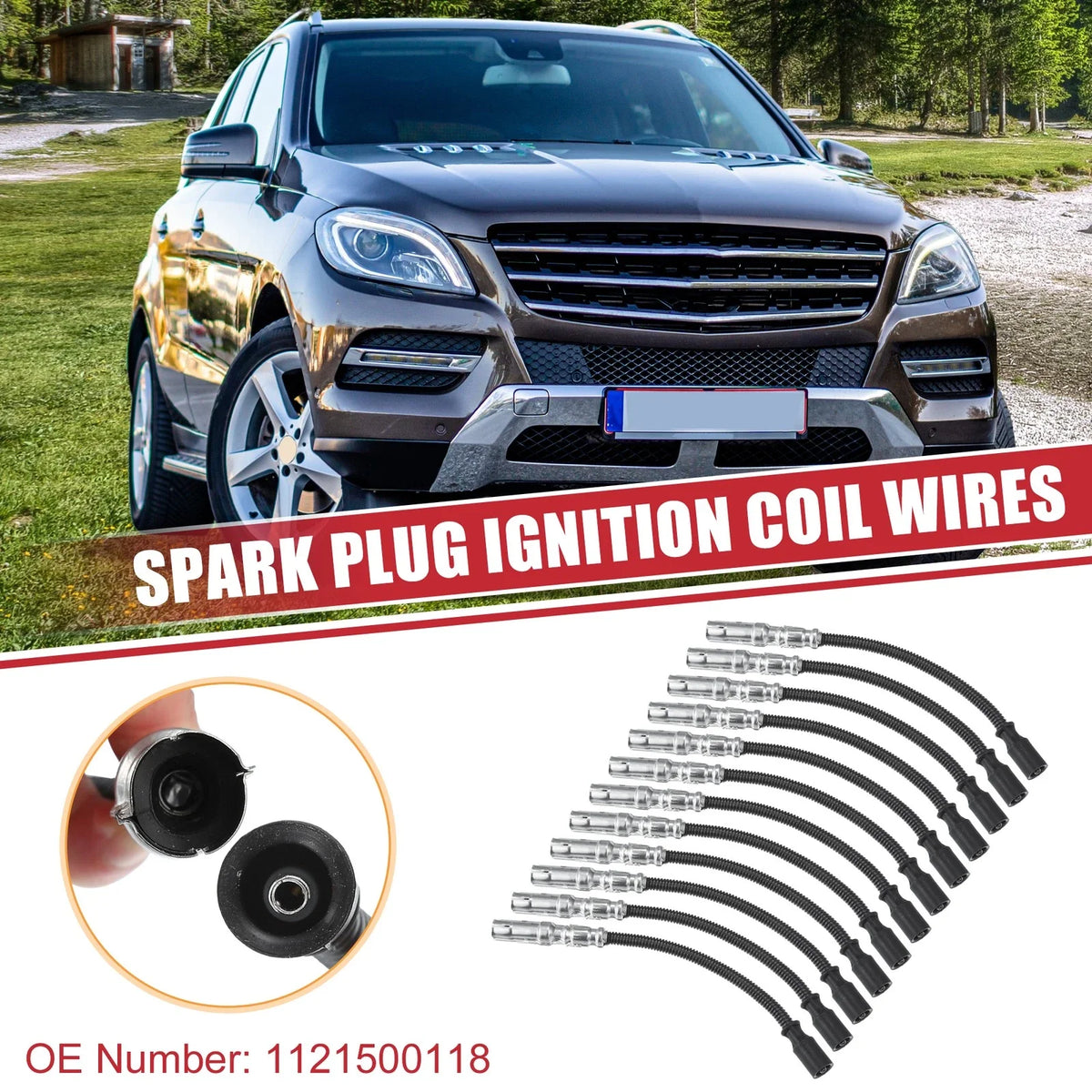 12 Pcs Spark Plug Wire Ignition Coil Cable No. 1121500118 for Mercedes-Benz W163 (1998–2005)