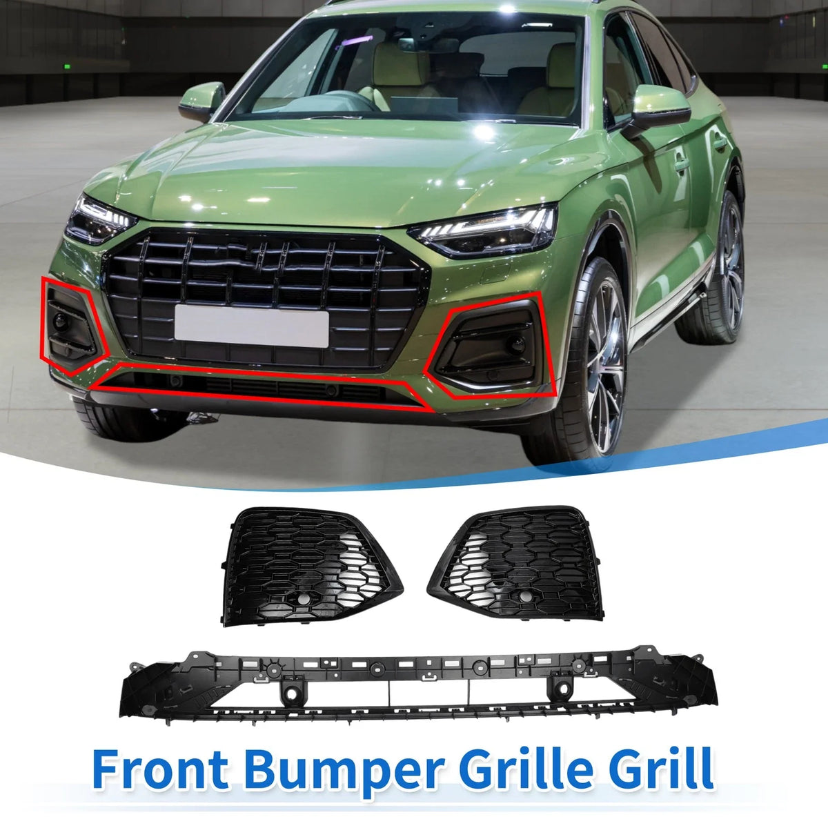 Set of 1 Front Lower Bumper Grille for Audi Q5L (2021–2024) Black Facelift