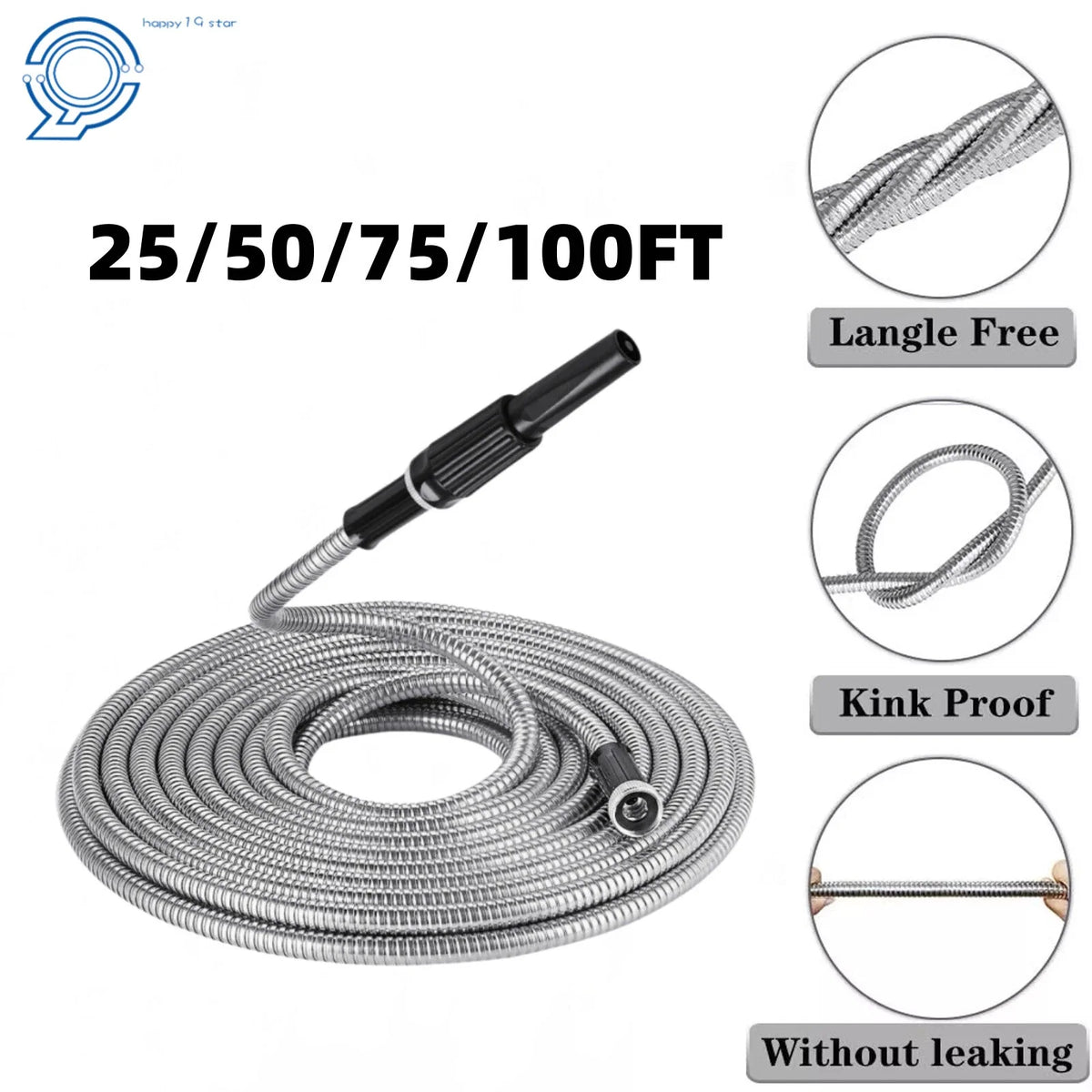 Stainless Steel Flexible Water Hose Pipe 25/50/75/100FT