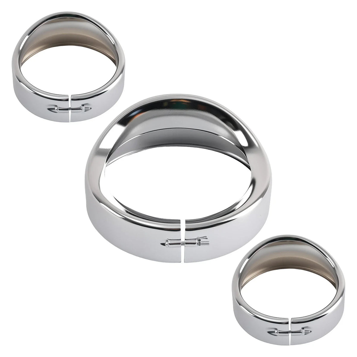 7" & 4.5" Trim Ring Set for Harley FLD Switchback (2012–2016) Chrome Aluminum