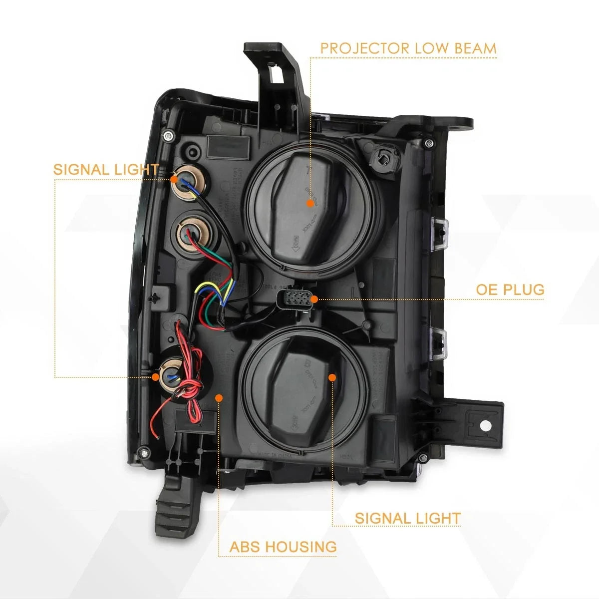 LED Projector Headlight in Chrome Housing for Chevy Silverado 2014-2015