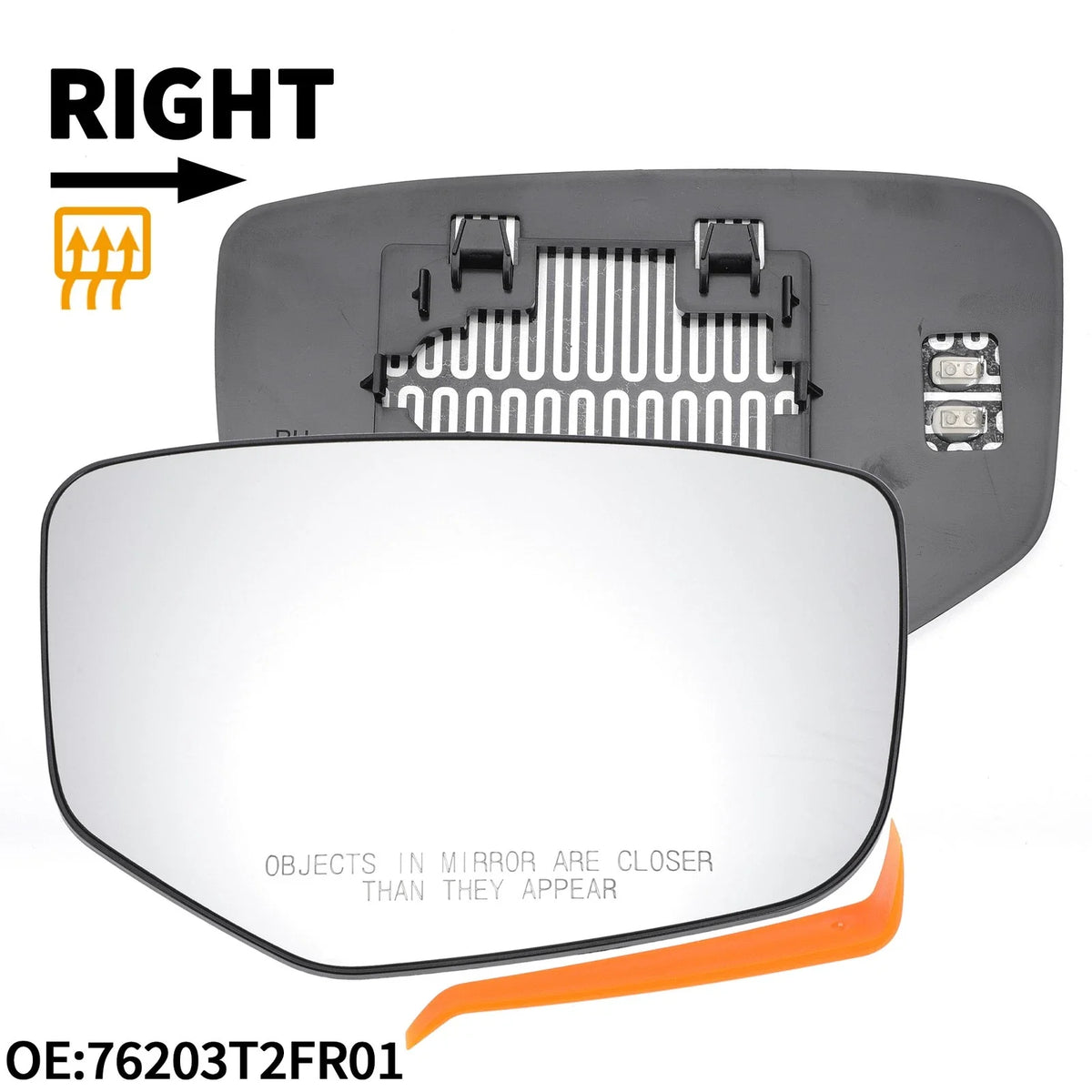 Heated Right Side Mirror Glass for Honda Accord (2008–2012)