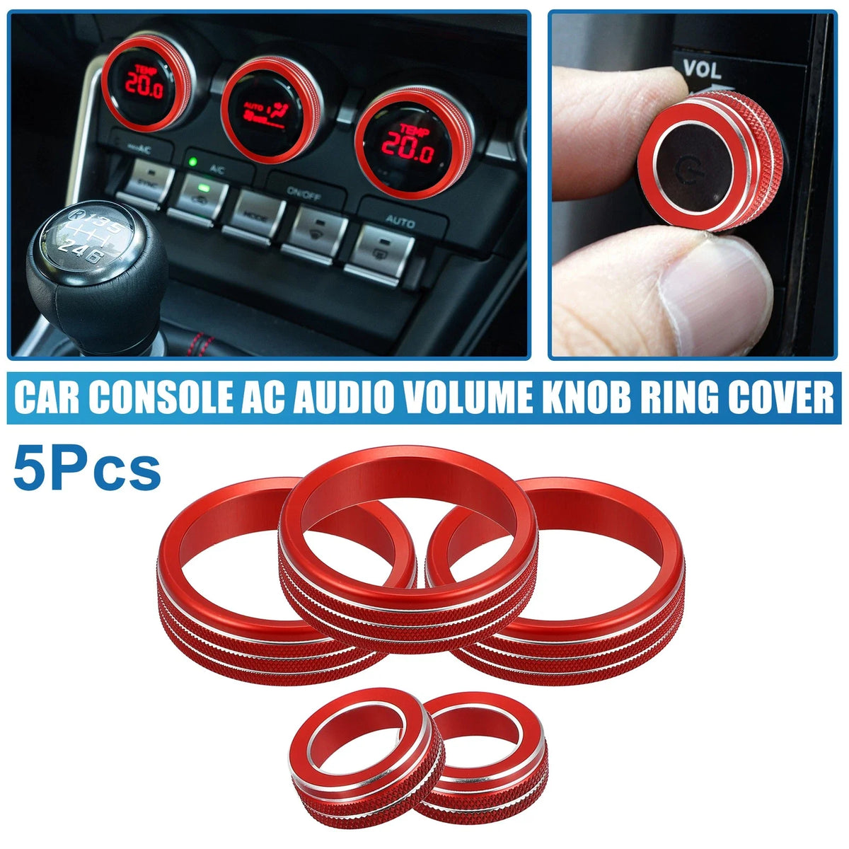 Set of 5 AC Audio Volume Knob Covers for Subaru BRZ GR86 (2022) Red