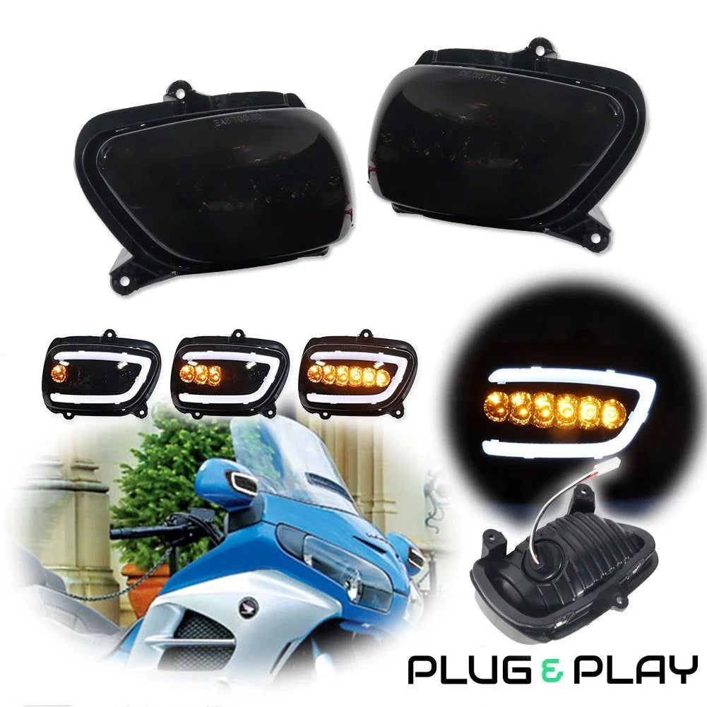 Smoke Switchback LED Turn Signal Lights for Honda Goldwing 1800 (2001–2017)