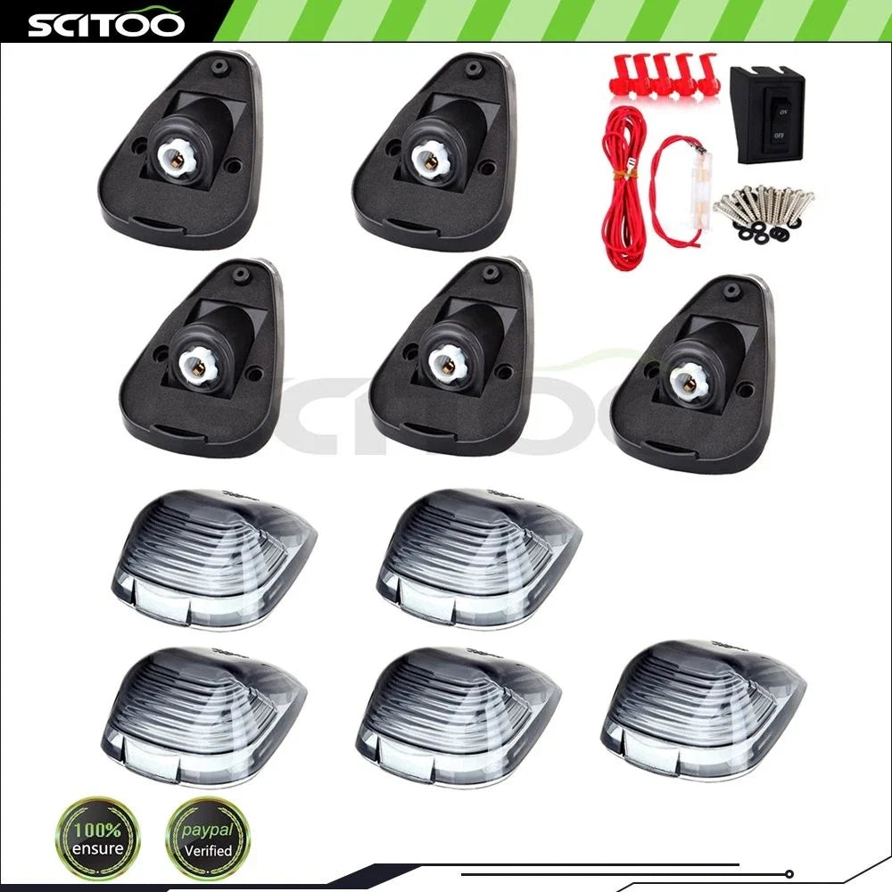 5-Pack Smoke Lens T10 Clearance Lights with Base for Cab