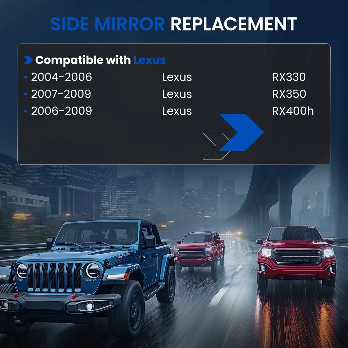 Right Side Heated Mirror Glass for Lexus RX 300 330 350 400H (2004–2009)
