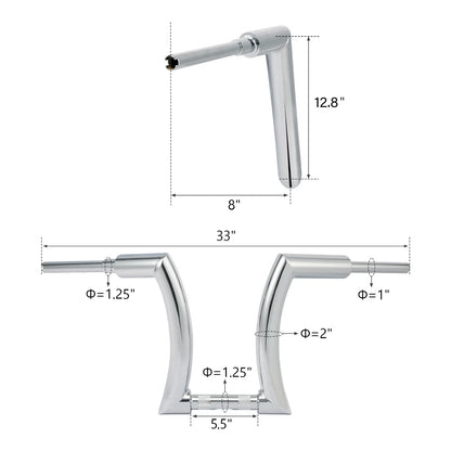 Chrome 14" Ape Hanger Handlebar 2" Rise for Harley Softail FLST