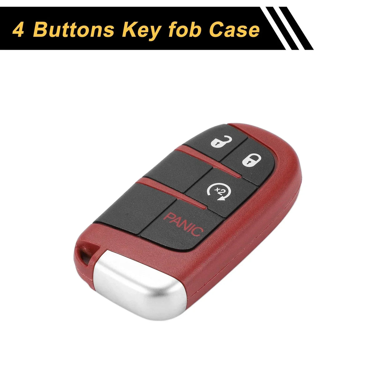 Black Red 4 Button Key Fob Shell Case for 2020 Dodge Charger