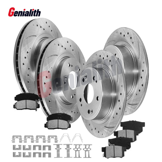 Set of 4 Drilled Slotted Rotors & Pads for Honda Accord (2006–2007)