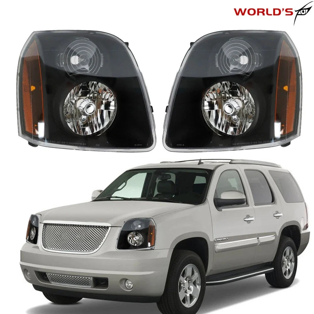 Set of 2 Headlights for GMC Yukon Denali (2007–2014) Black Trim