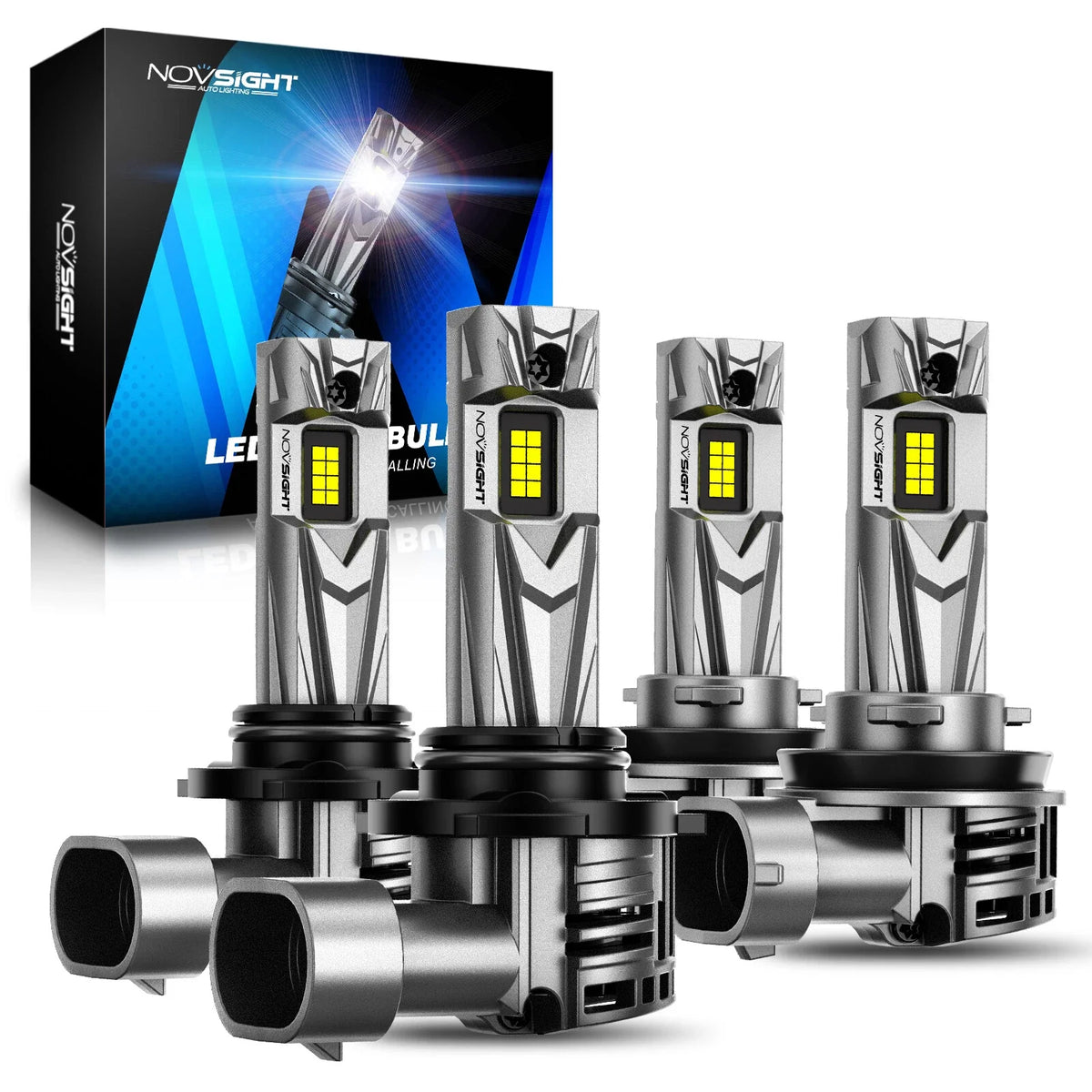 2X H1+9005/HB3 LED Headlight Bulbs - 18000LM Combo for Universal Vehicles