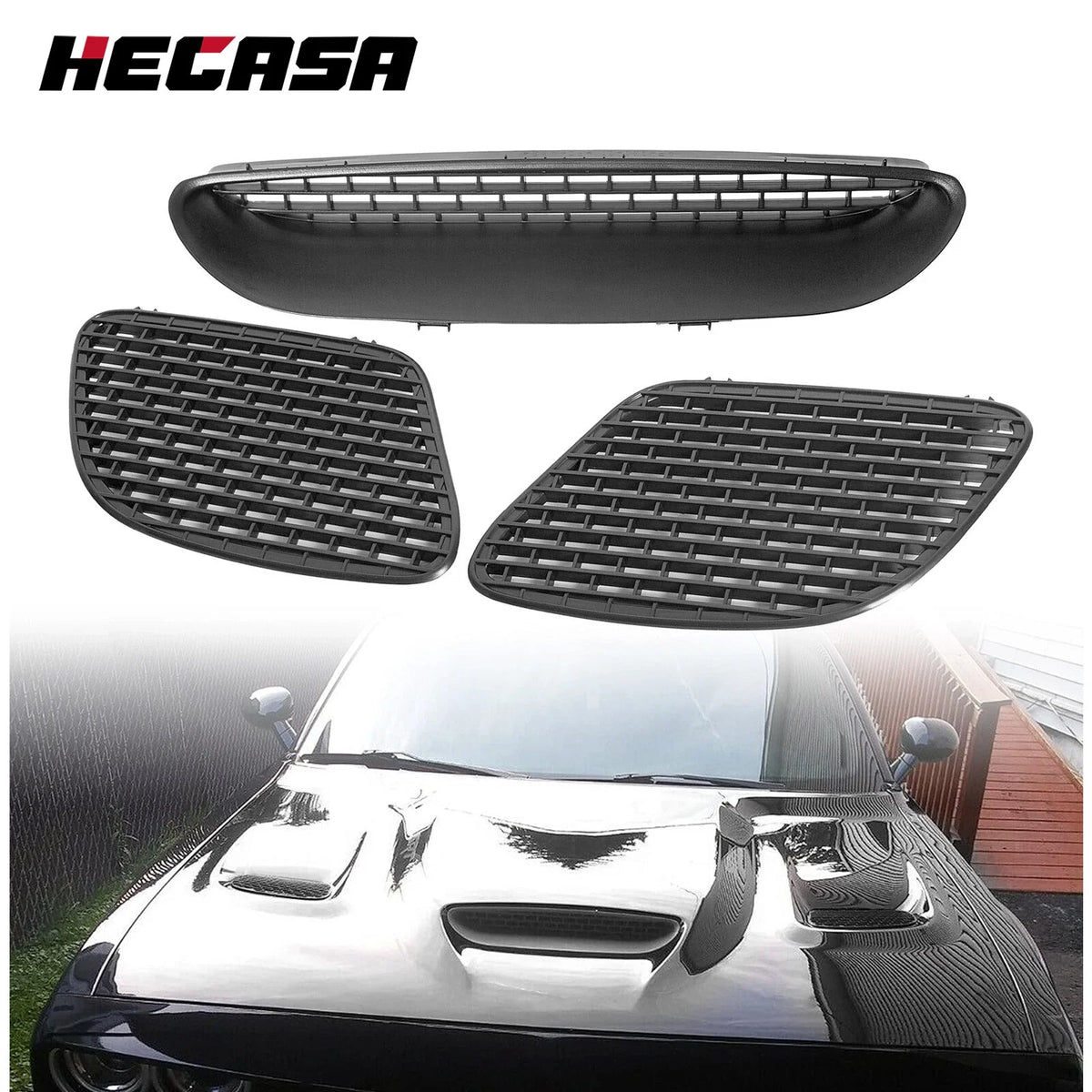 Front Grille Hood Bezel Scoop Set for Dodge Challenger SRT Hellcat 2015-2018