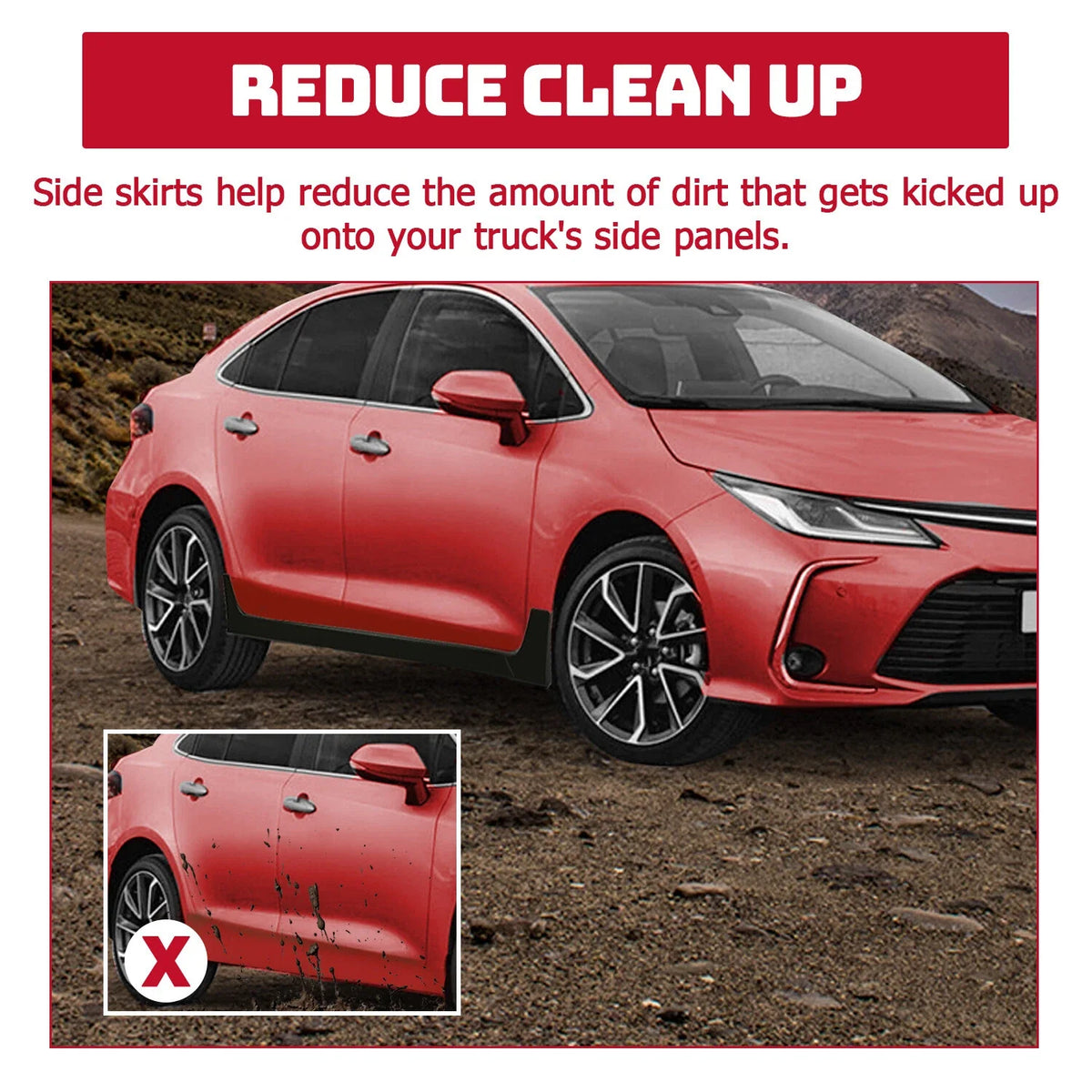 2-Piece Matte Side Skirts for Toyota Corolla 2014-2019