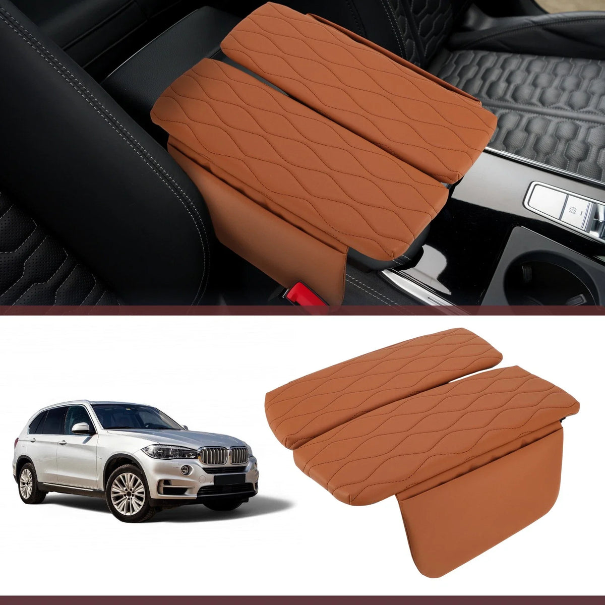 Center Console Cover for BMW X5 G05 (2019–2025) Napapi PVC Armrest Brown