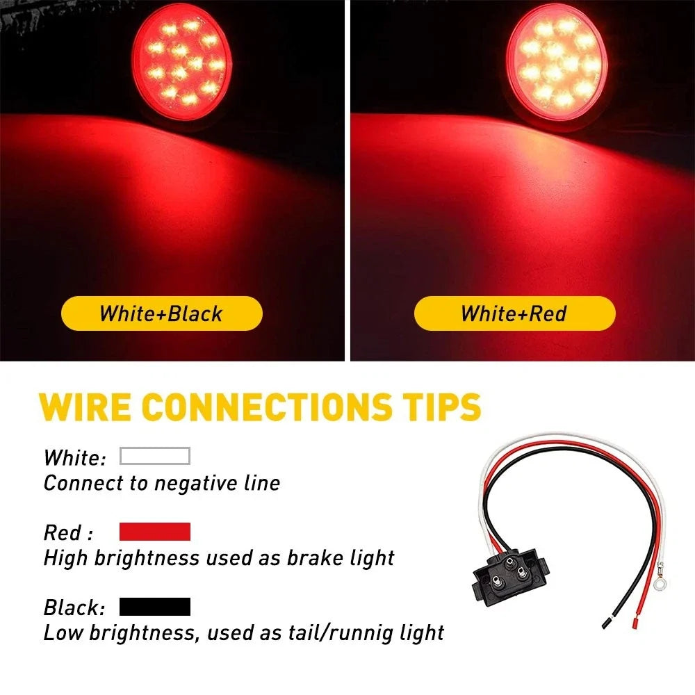 Reverse Backup Lights - 10 LED 4" Oval for Trailer Truck (Flush Mount)