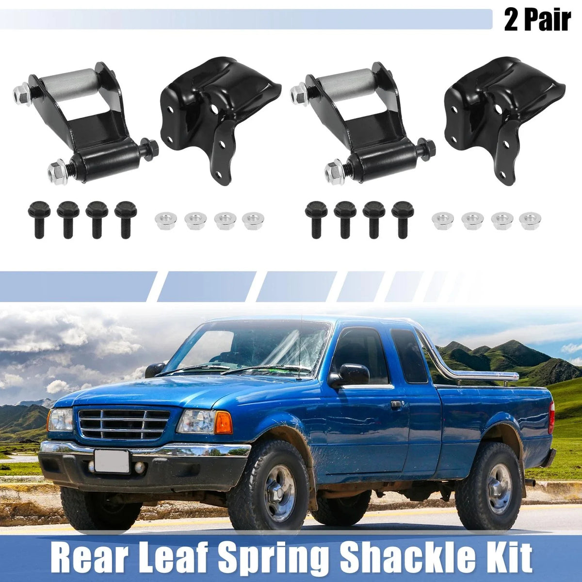 2 Pair Rear Leaf Spring Shackle W/ Bracket 4L5Z-5775-AA for Ranger Mazda B (2001–2009)